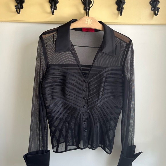 Tops - Elegant Black Sheer Women's Top